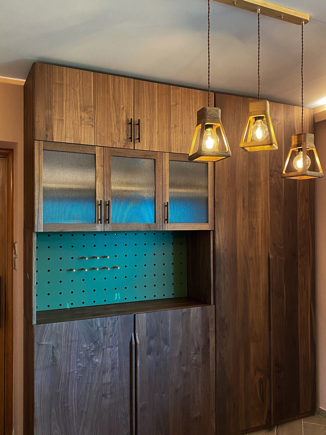 Olive Cabinet with Pegboard Organiser